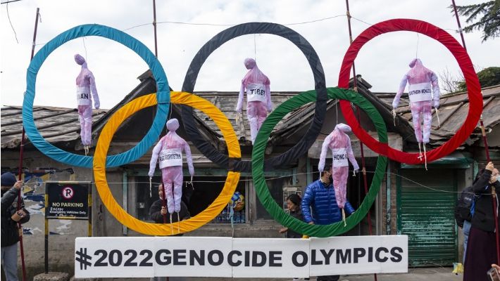 "2022 베이징 동계올림픽 반대" 시위하는 티베트 망명자들. 연합뉴스