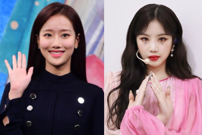 에이프릴 이나은과 (여자)아이들 수진. 황진환 기자, 큐브엔터테인먼트 제공