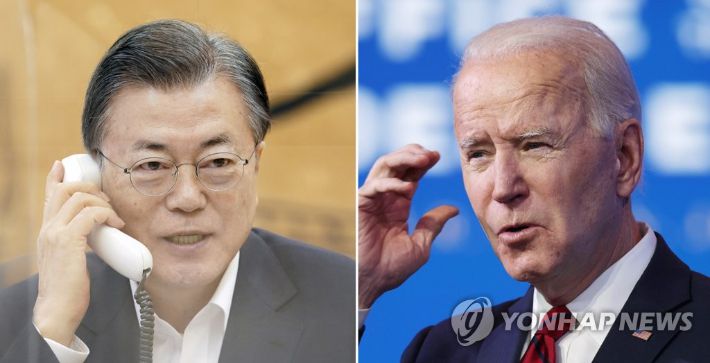 문재인 대통령(왼쪽), 조 바이든 미국 대통령. 연합뉴스