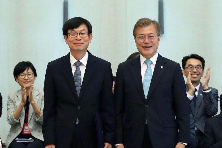 지난 2017년 6월 당시 김상조 공정거래위원장 임명식. 청와대 제공