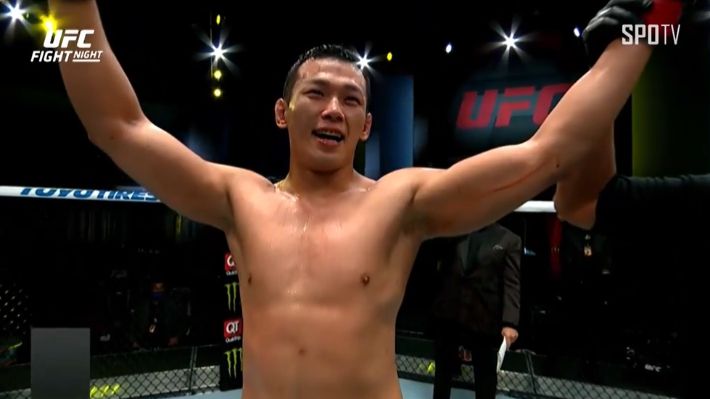 판정승 후 기뻐하는 정다운. SPOTV 제공