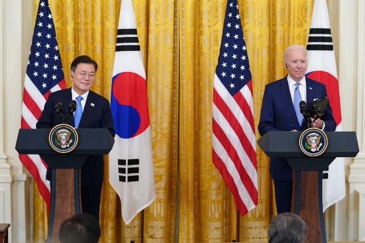 문재인 대통령과 조 바이든 미국대통령 정상회담. 연합뉴스