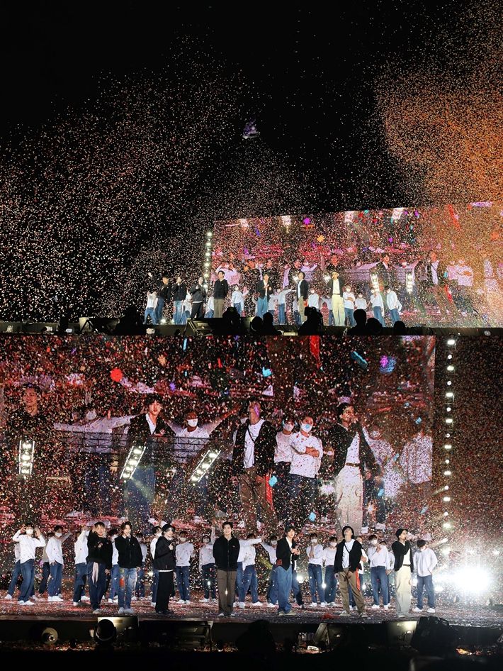 이날 공연에서 방탄소년단은 총 24곡의 무대를 준비했고, 공연은 약 150분 동안 진행됐다. 방탄소년단 공식 트위터, 빅히트 뮤직 제공