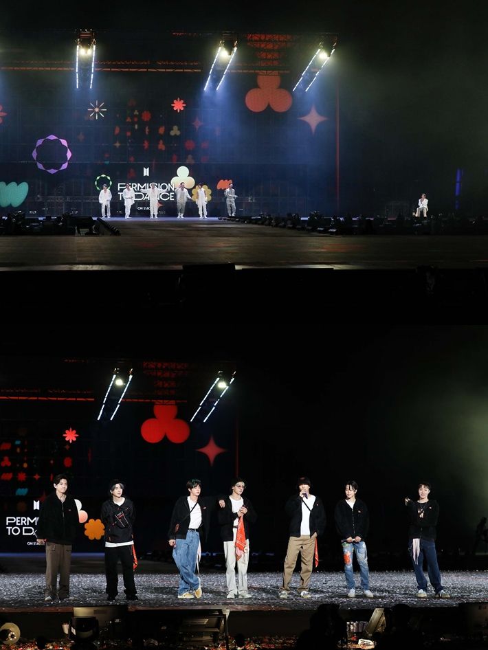 뷔는 콘서트 리허설 중 무릎에 이상을 느껴 움직임을 자제하라는 전문의 진단을 받고 이날 공연에서 안무 없이 참여했다. 빅히트 뮤직 제공