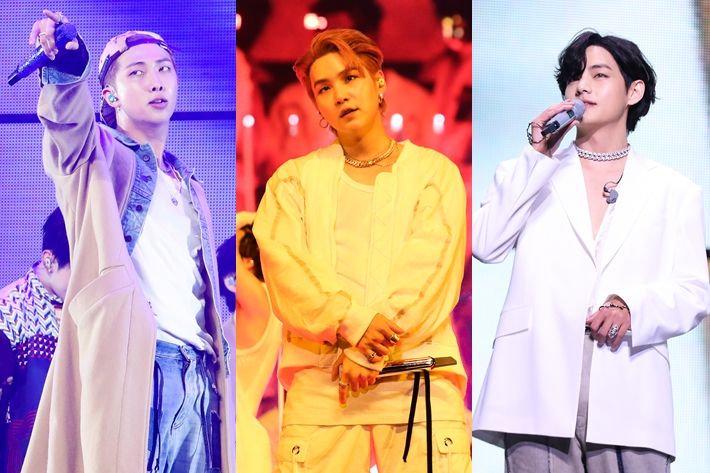 왼쪽부터 방탄소년단 RM, 슈가, 뷔. 빅히트 뮤직 제공