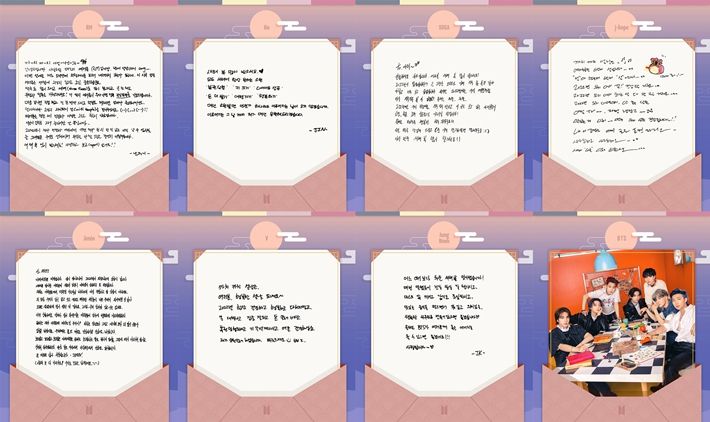 방탄소년단은 31일 손 편지로 새해 인사를 전했다. 빅히트 뮤직 제공