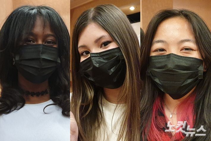 왼쪽부터 하이브 멀티-레이블 오디션에 참가하기 위해 온 노엘, 레아, 리비 마우어씨. 첸첸씨는 사진 촬영을 허락하지 않아 인터뷰만 진행했다. 김수정 기자