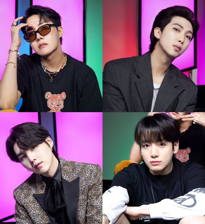 왼쪽부터 시계방향으로 방탄소년단 제이홉, RM, 정국, 슈가. 방탄소년단 공식 페이스북
