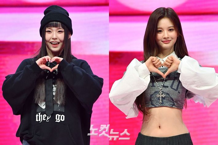 왼쪽부터 엔믹스 규진, 설윤. 류영주 기자