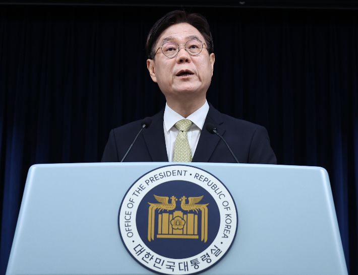 민간단체 보조금 감사 결과 브리핑하는 이관섭 국정기획수석. 연합뉴스