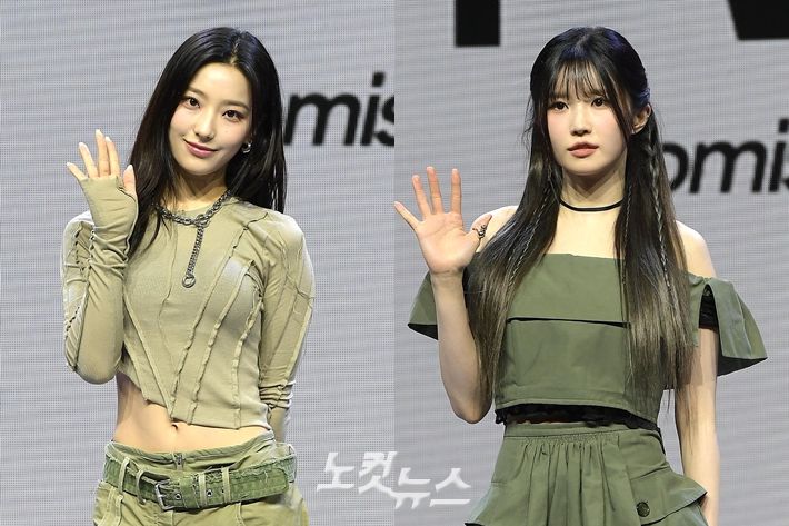 왼쪽부터 프로미스나인 이새롬, 송하영. 박종민 기자
