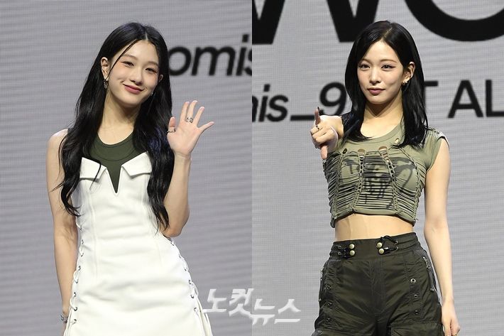 왼쪽부터 프로미스나인 이서연, 이채영. 박종민 기자