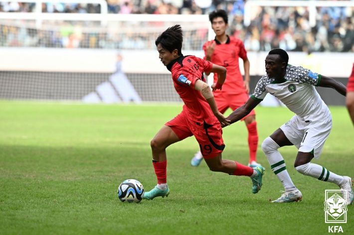 8강 나이지리아전에서 돌파 중인 배서준. 대한축구협회