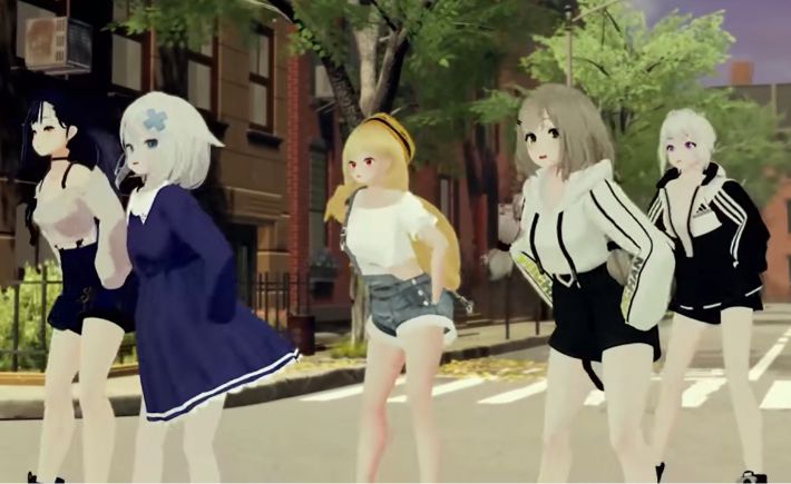 버튜버 걸그룹 '마법소녀 이세계아이돌' 뮤직비디오.  왁타버스 캡처