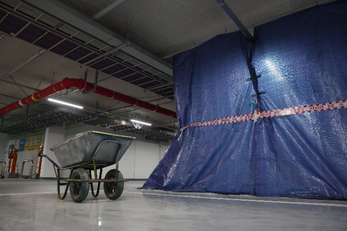 보강 공사 중인 철근 누락 아파트. 연합뉴스