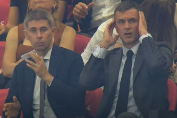 김민재 수비를 보고 머리를 감싸 쥐는 말디니. 세리에A 유튜브 캡처