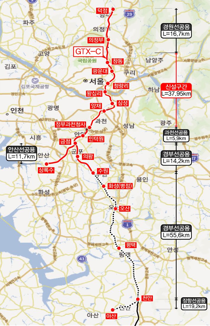 GTX-C노선 천안아산 연장 위치도. 천안시 제공