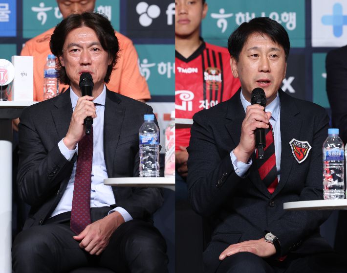 울산 HD 홍명보 감독. 포항 스틸러스 박태하 감독. 연합뉴스