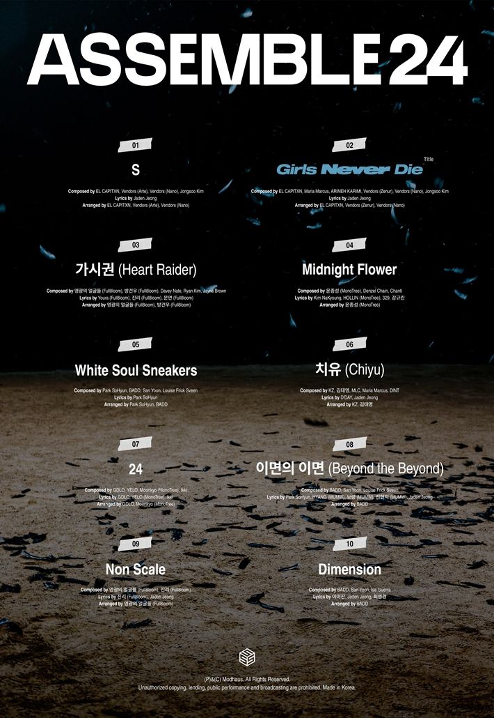 트리플에스 '어셈블24' 트랙 리스트. 모드하우스 제공