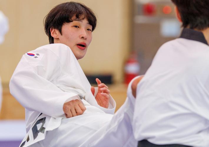 발차기 연습하는 태권도 이다빈. 연합뉴스