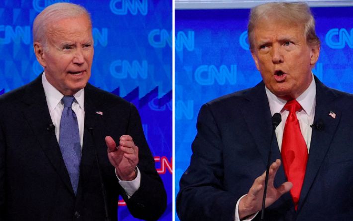 조 바이든 대통령과 트럼프 대선 후보의 토론 모습. 연합뉴스