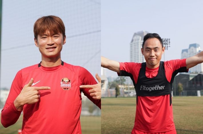FC서울 유니폼을 입은 김진수-문선민. 한국프로축구연맹 제공