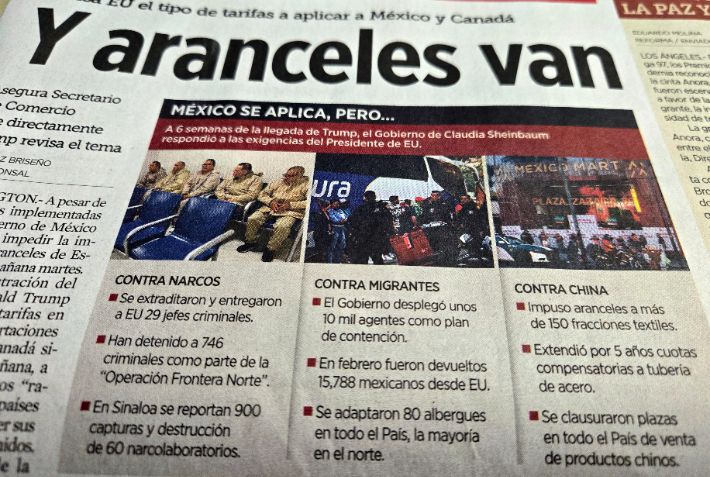 미국 관세부과 소식 전하는 멕시코 신문. 연합뉴스