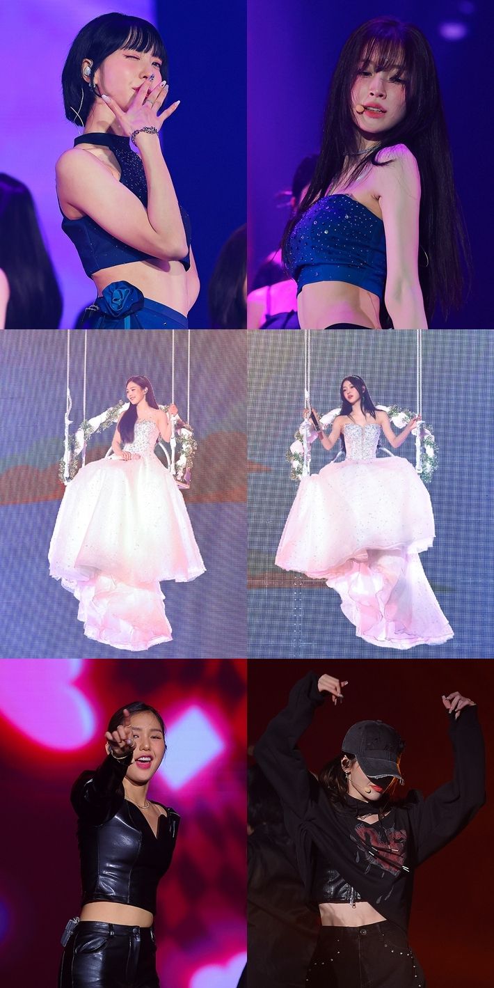 위쪽부터 유빈-아린, 효정-유아, 미미-승희의 유닛 무대 당시 모습. RBW, WM엔터테인먼트 제공