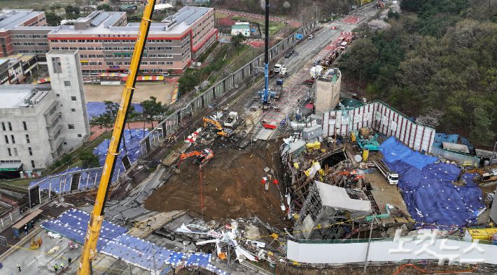 경기 광명시 신안산선 복선전철 5-2공구 붕괴 사고현장. 황진환 기자