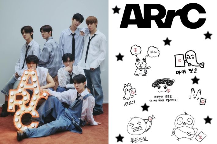 왼쪽부터 그룹 아크, 아크 투표 인증 용지. 미스틱스토리 제공