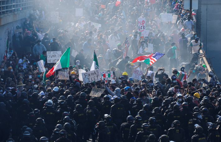 LA 시위 현장. 연합뉴스