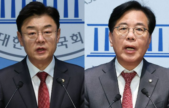 국민의힘 김성원 의원과 송언석 의원. 연합뉴스