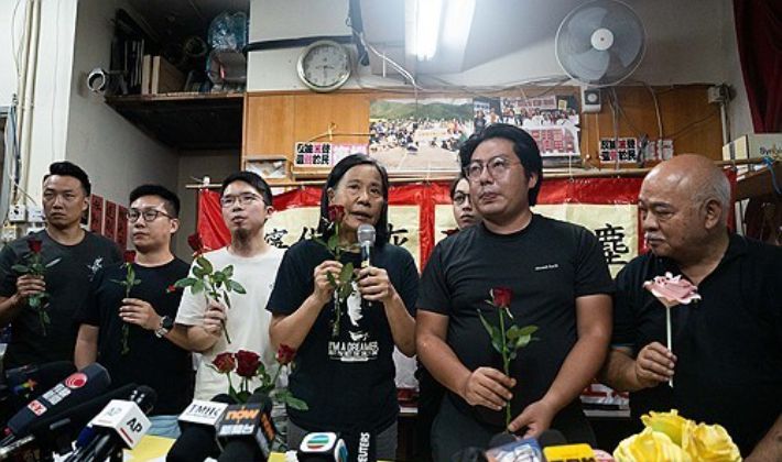 홍콩 마지막 야당 해산 기자회견. 연합뉴스