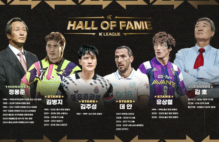 제2회 K리그 명예의 전당 헌액자. 한국프로축구연맹 제공