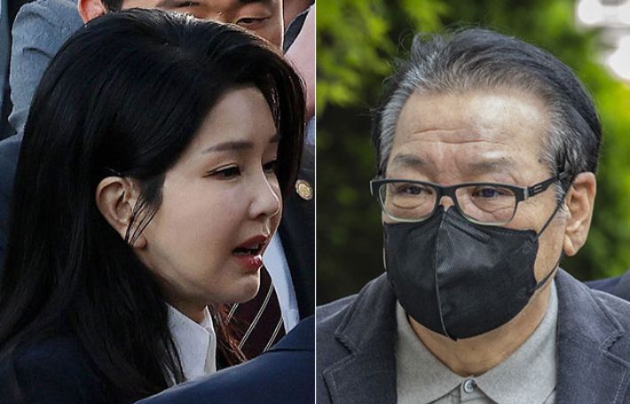 김건희씨(왼쪽), 건진법사 전성배씨. 황진환 기자·연합뉴스