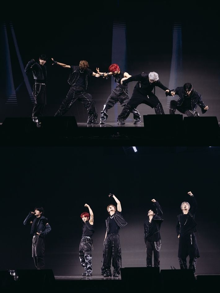 나우즈가 타이틀곡 '에버글로우' 무대를 하는 모습. 큐브엔터테인먼트 제공