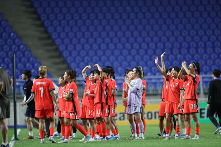 중국과 비긴 여자 축구. 연합뉴스