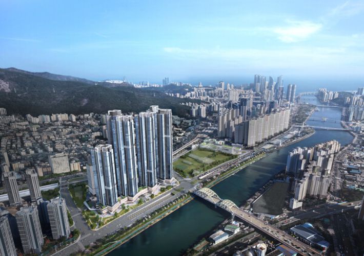 이달 분양 예정인 부산 해운대 '르엘 리버파크 센텀' 조감도. 롯데캐슬 제공