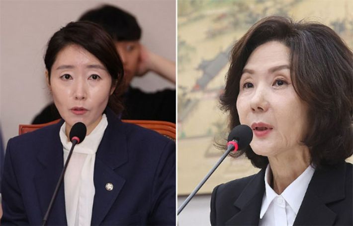 강선우 여성가족부 장관 후보자(왼쪽), 이진숙 교육부 장관 후보자. 연합뉴스