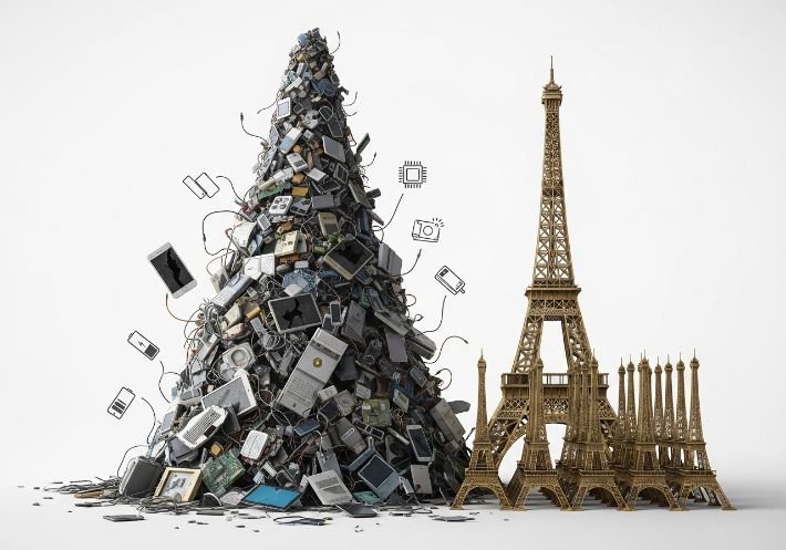 지난 2022년 한 해 동안 전 세계에서 나온 전자폐기물 약 6200만 톤은 에펠탑 6천 개를 합친 무게와 비슷하다. 구글 AI 스튜디오 캡처