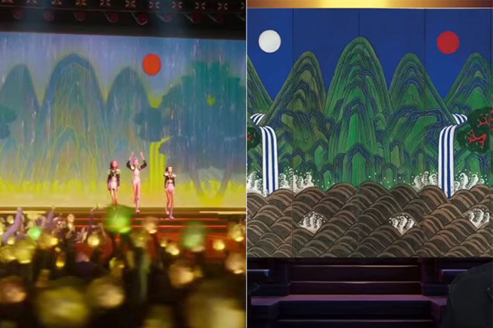 회화 '일월오봉도'(우측). 베카 하딩 유튜브 영상 캡처