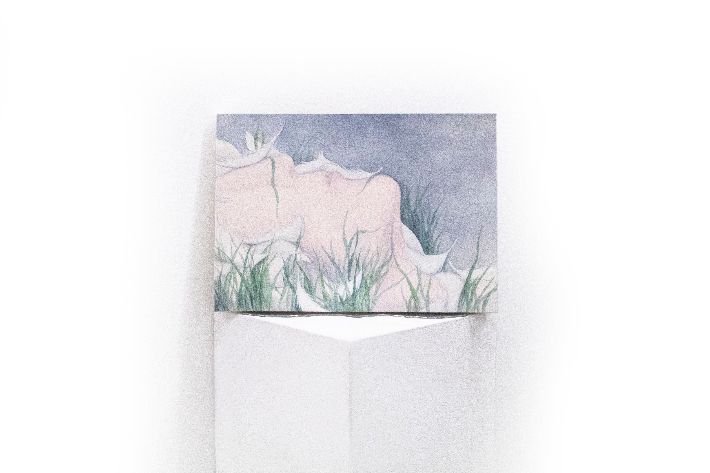 김영현, 'Sink', 광목에 채색, 호분, 29.7 x 42.1 cm(2025). 김리아갤러리 제공