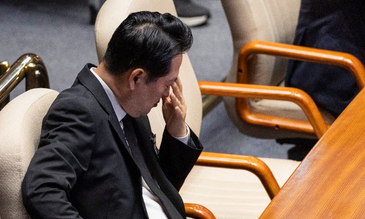 생각에 잠겨있는 장동혁 국민의힘 대표. 연합뉴스