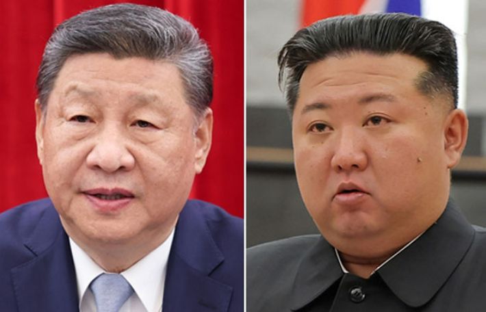 시진핑 중국 국가주석(왼쪽)·김정은 북한 국무위원장. 연합뉴스