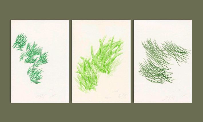 조주현, '바람', 종이에 채색, 각 each 29.7 x 21 cm(2022). 페이토 갤러리 제공