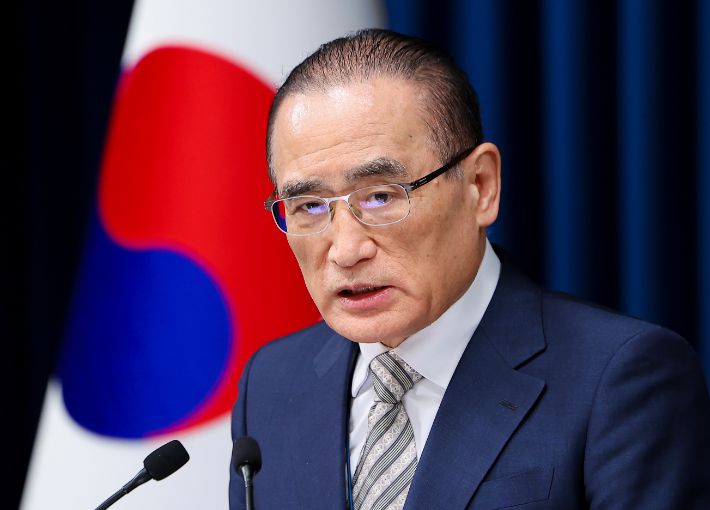 위성락 국가안보실장이 29일 용산 대통령실에서 이시바 시게루 일본 총리 방한 관련 브리핑을 하고 있다. 연합뉴스