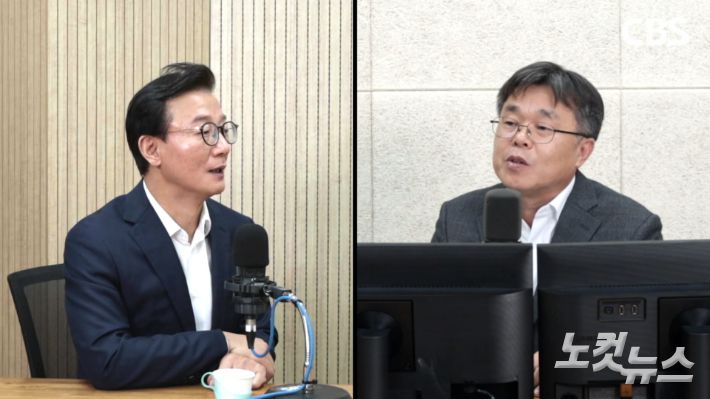 부울경 투데이 인터뷰 중인 전재수 해양수산부 장관과 진행자 박상희 부산CBS보도국장. 송호재 기자