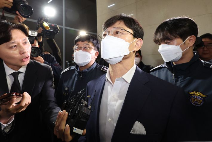 임성근 전 해병대 1사단장이 지난달 31일 서울 서초구 이명현 순직해병 특별검사팀에 출석하고 있다. 연합뉴스