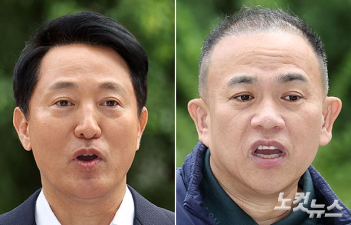 오세훈 서울시장(왼쪽)과 명태균씨. 윤창원 기자