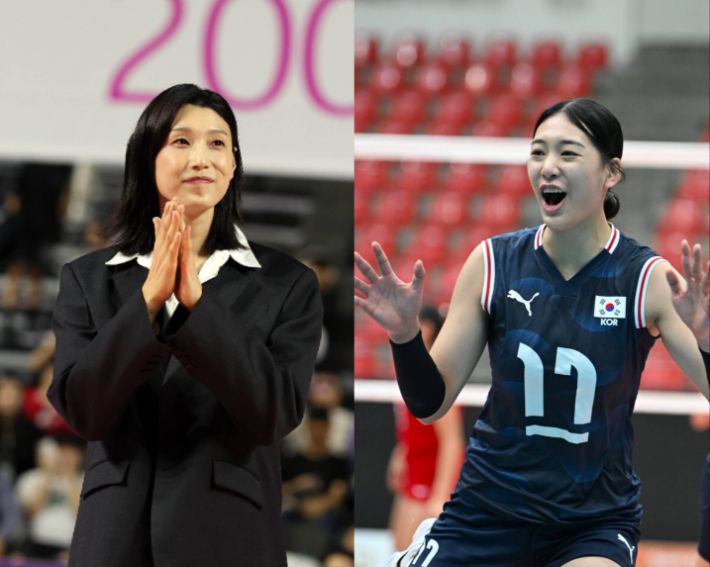 김연경(사진 왼쪽)과 '리틀 김연경' 손서연. 흥국생명·KOVO 제공